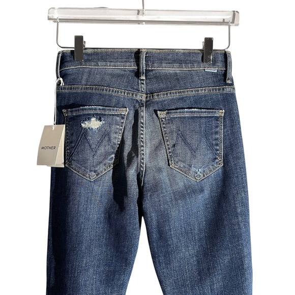 Mother Insider Crop Step Fray Distressed Denim High Rise Jeans Size 25 Blue - Picture 11 of 13